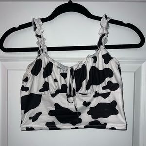 SHEIN Cow Print Cropped Tank Top